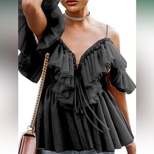 Simplee Apparel Black Ruffled Mini Dress